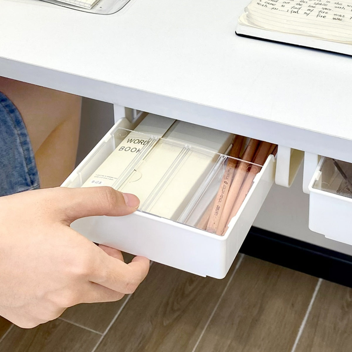 Clever Under Desk Hidden Sliding Drawer Organizer