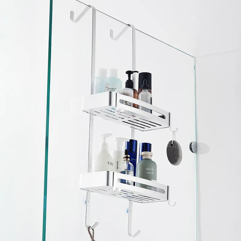 Sleek Shower Nail-Free Dual Layer Organizer Rack