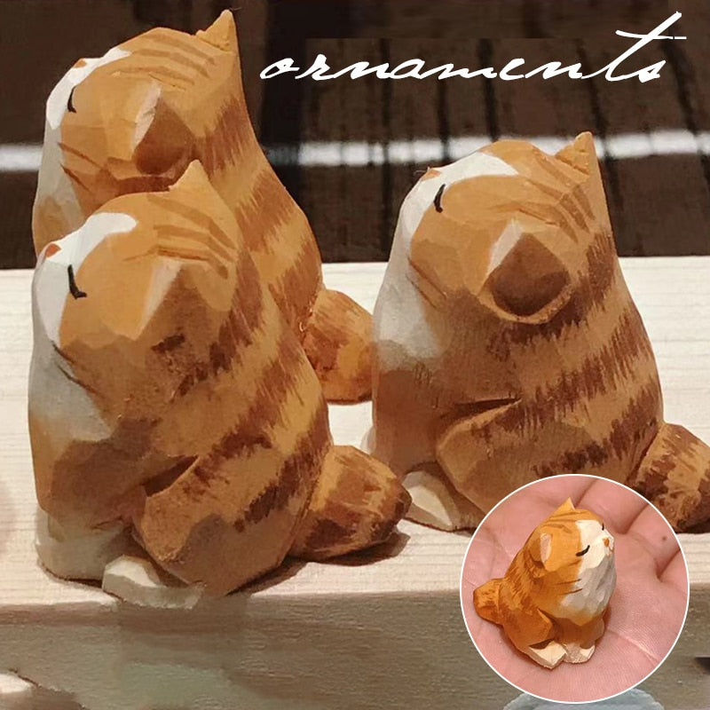 Handmade Wooden Cute Pet Figurines