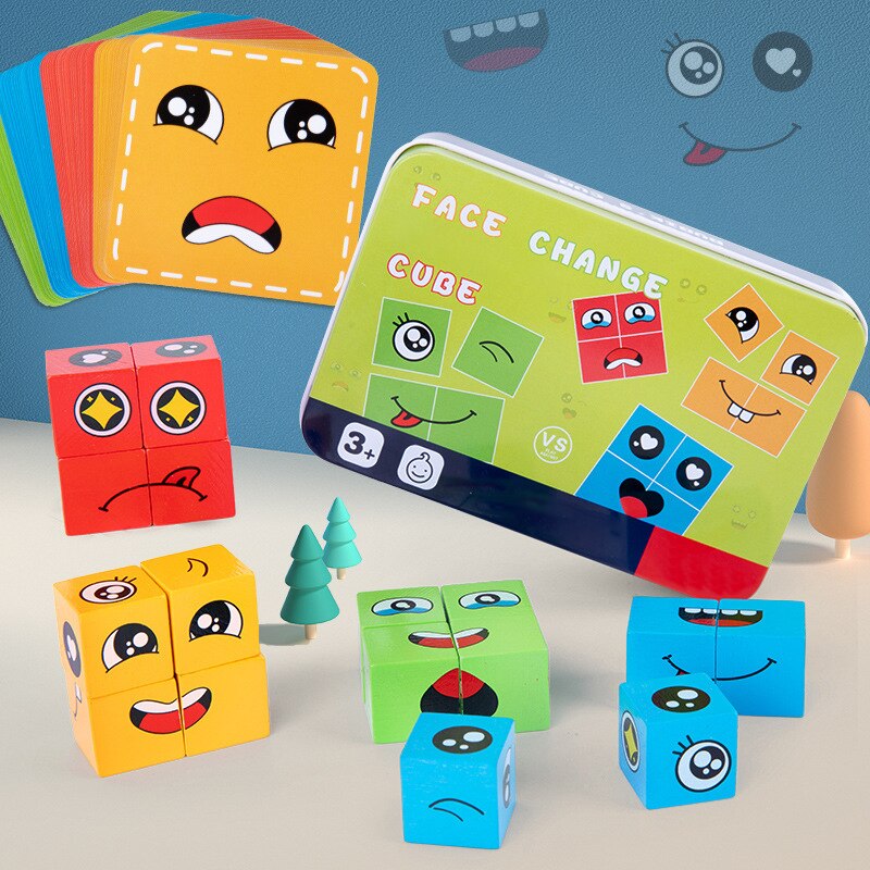 Expressive Face Montessori Cube Game