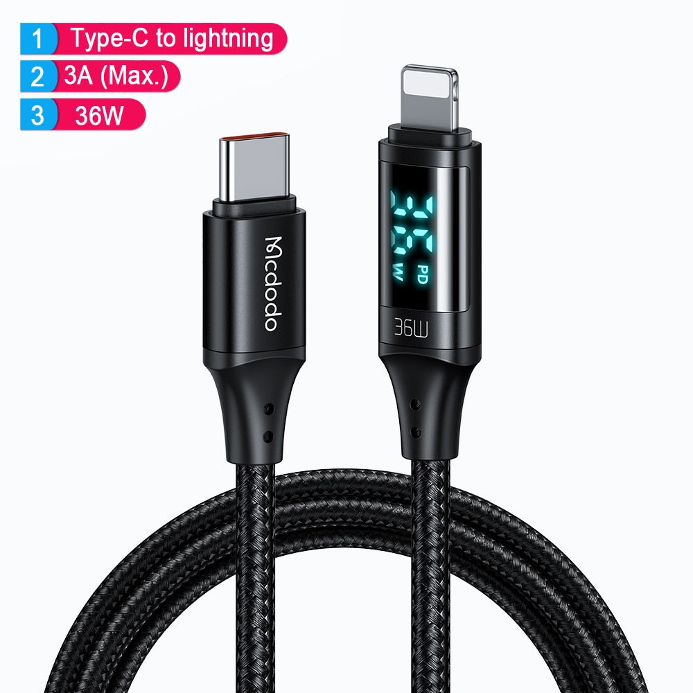 Power Display Universal Fast Charging Phone Cable