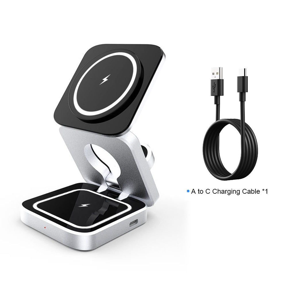 3in1 Magnetic Foldable Wireless Charger Stand Dock - UTILITY5STORE