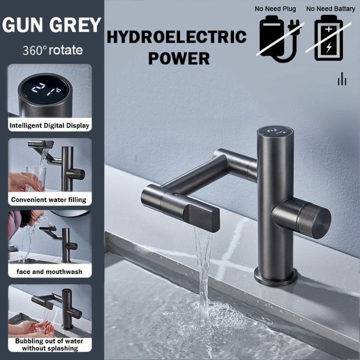 Hydroelectric Rotating Modern Smart Waterfall Faucet