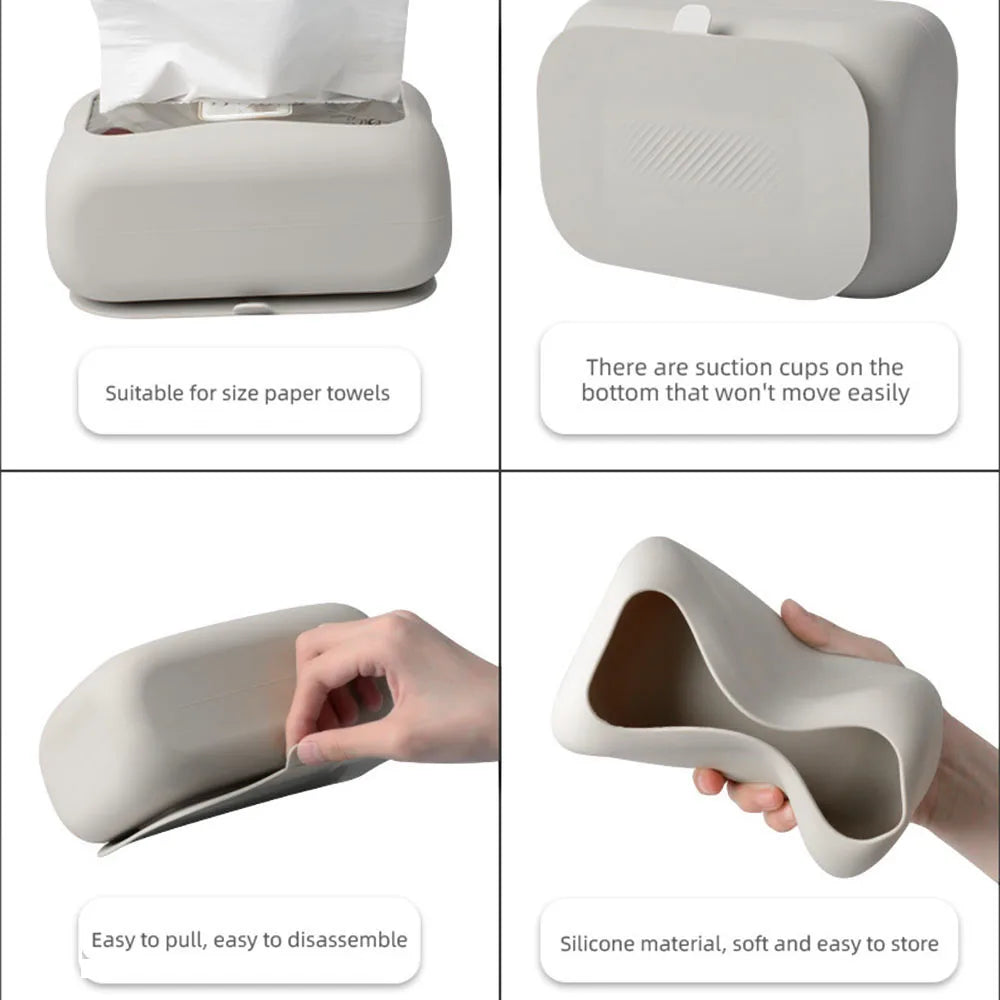 Minimalist Design Suction Wall-Mounted Tissue Dispenser
