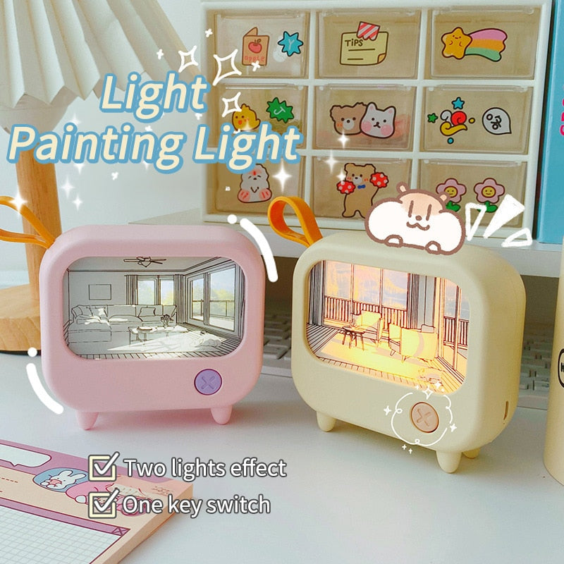 Mini Art TV Painting Decor Night Lamp