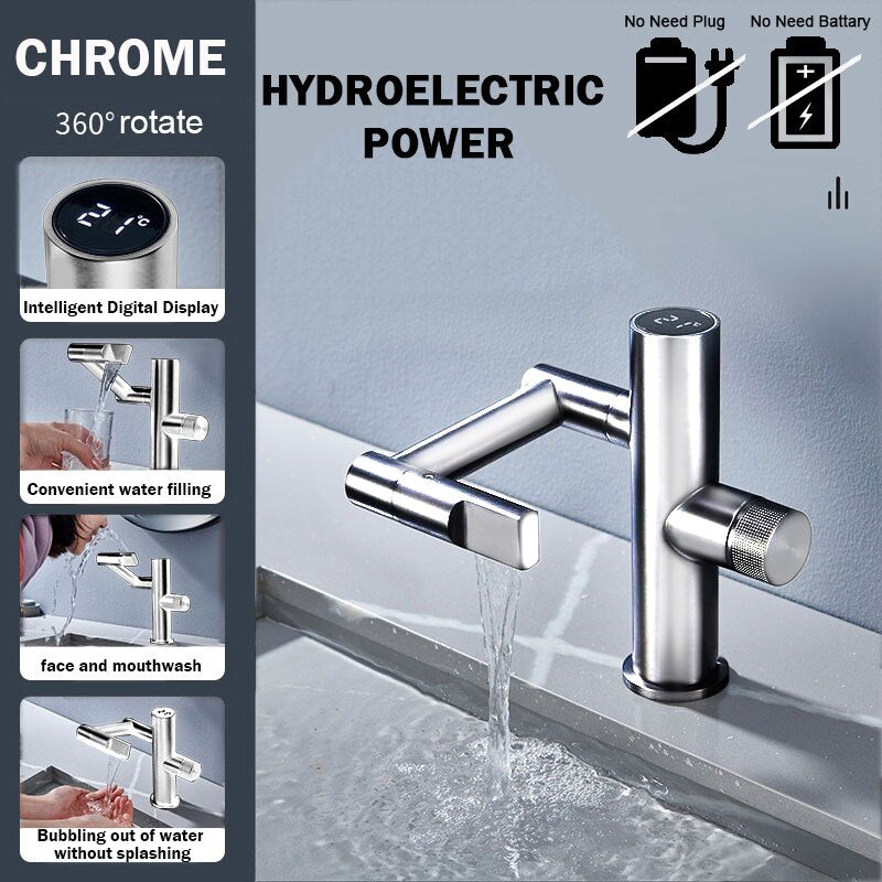 Hydroelectric Rotating Modern Smart Waterfall Faucet