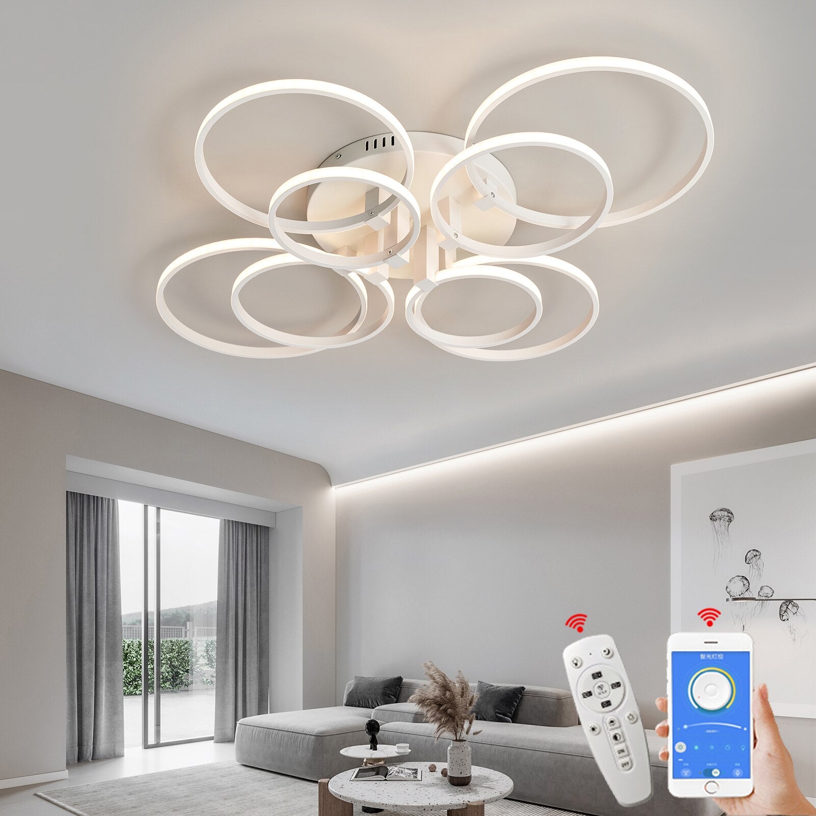 Modern Art Shapes Smart Home LED Chandelier - UTILITY5STORE