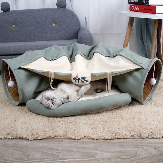 Pet Crawl Foldable Bed Tunnel Toy House - Happy2Cats