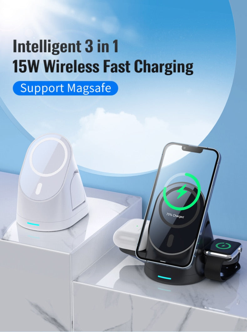 3in1 Space Station Magnetic Wireless Charger Stand - UTILITY5STORE