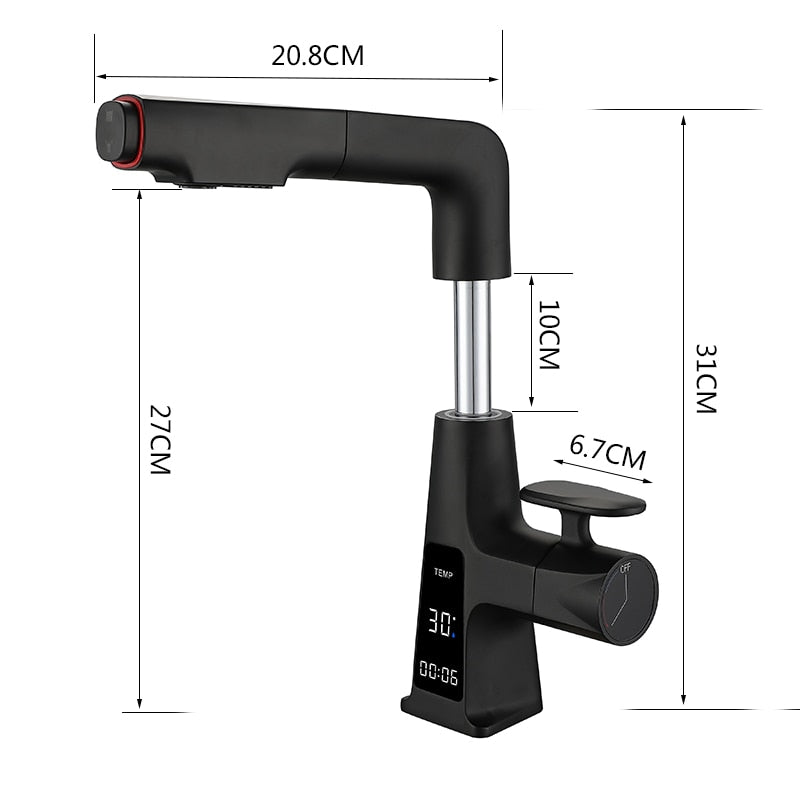 Flow Pro Rotatable Temperature Display Smart Faucet - UTILITY5STORE