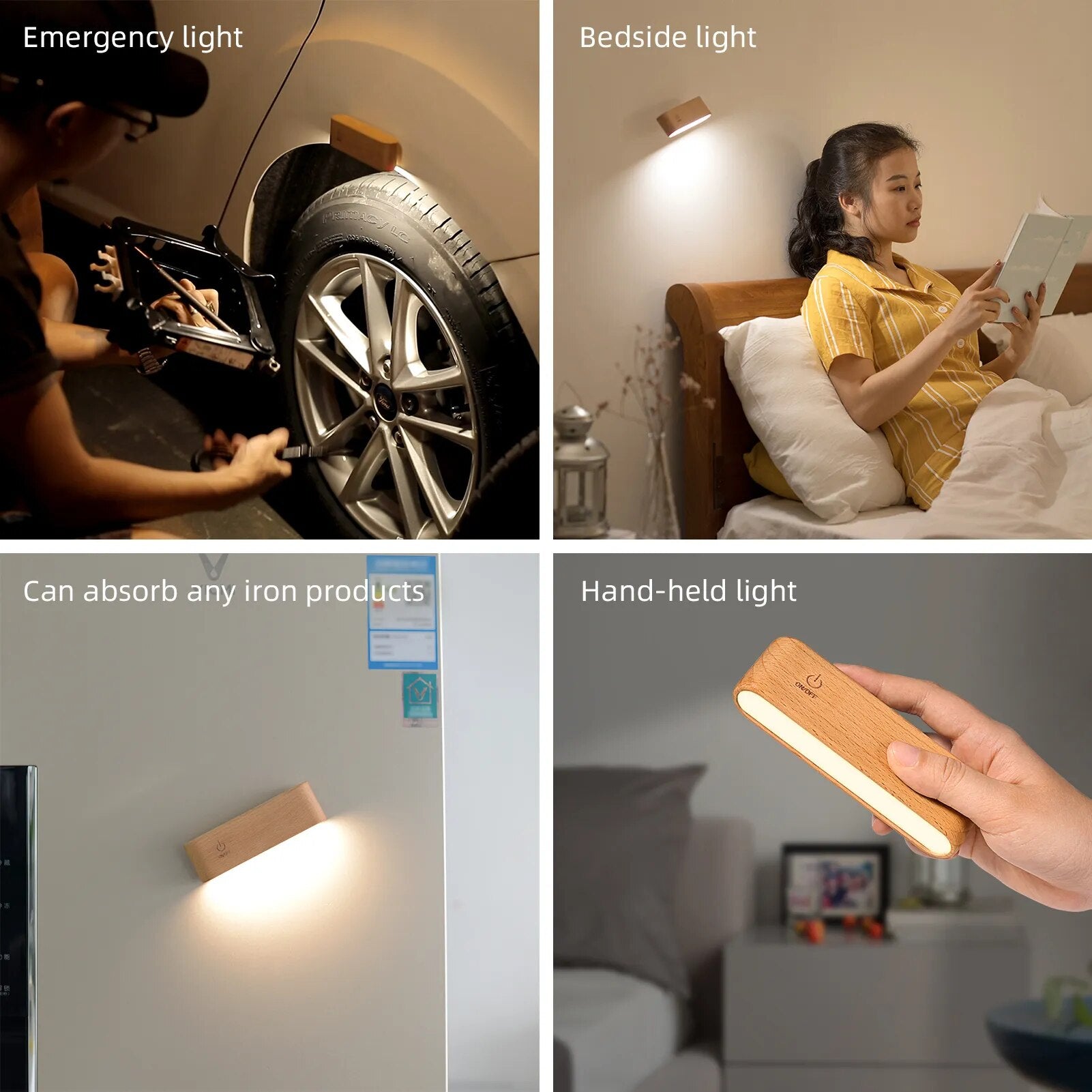 Rotatable Magnetic Wooden Rechargeable LED Night Lamp