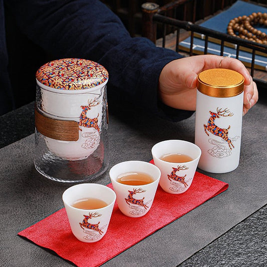 Forest Deer Ceramic Tea Set