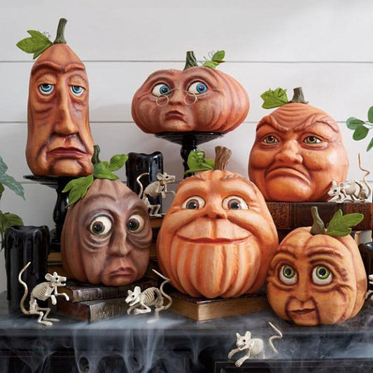 Expressive Pumpkin Faces Halloween Decoration