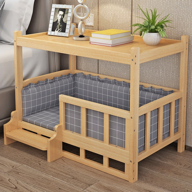 Furry Friend Detachable Pet Wooden Table Bed