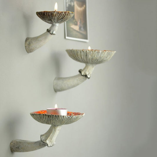 Mushroom Shape Floating Resin Wall Shelf