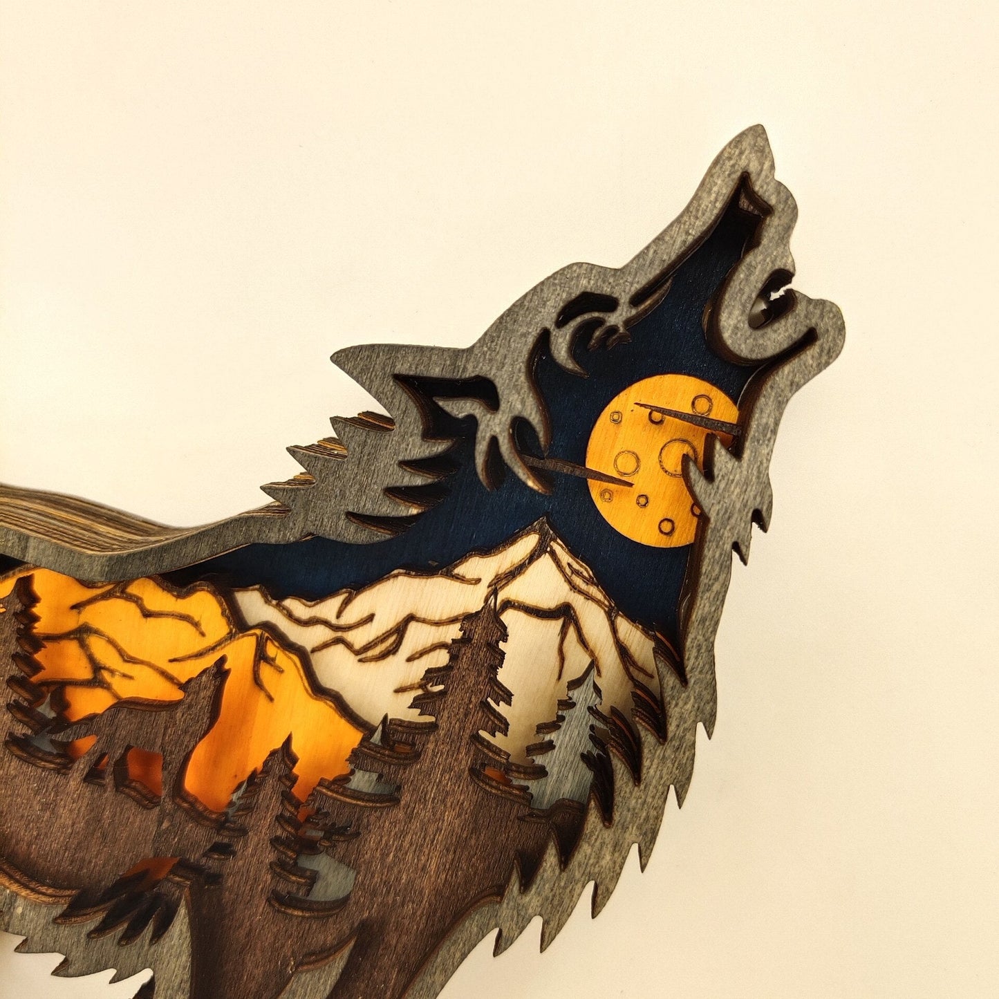 Nightglow Wooden Craft Wolf Decor