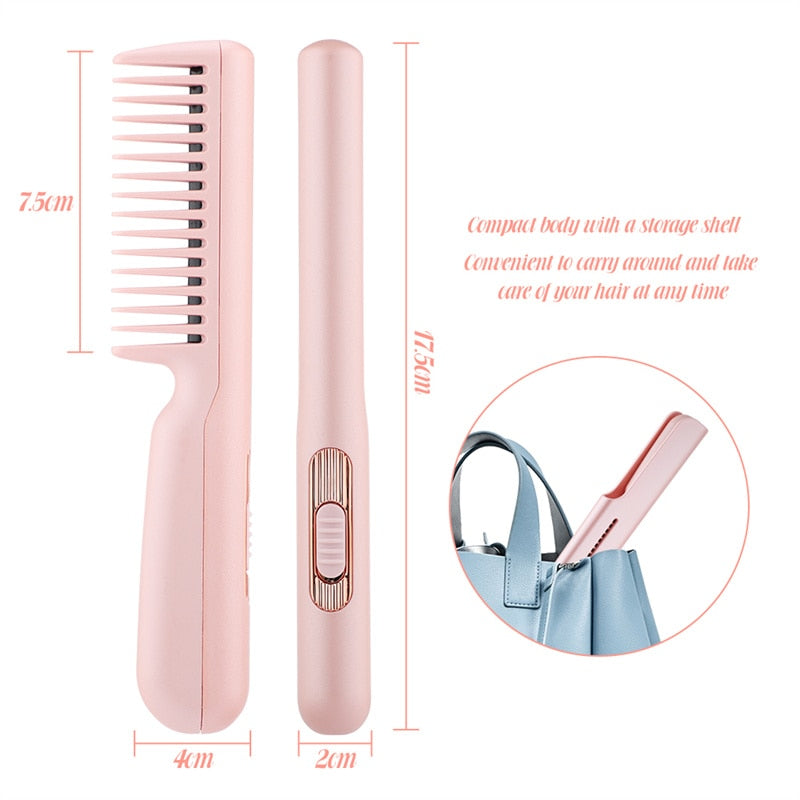 Mini Electric Hair Straightener Brush Comb