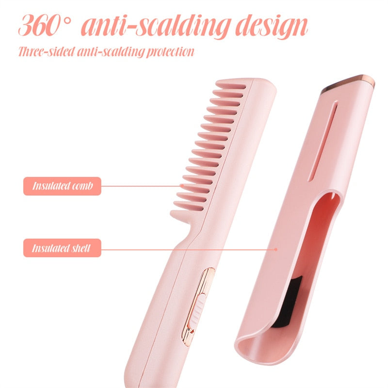 Mini Electric Hair Straightener Brush Comb