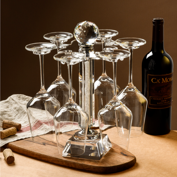 Rotatable Crystal Wine Glass Holder