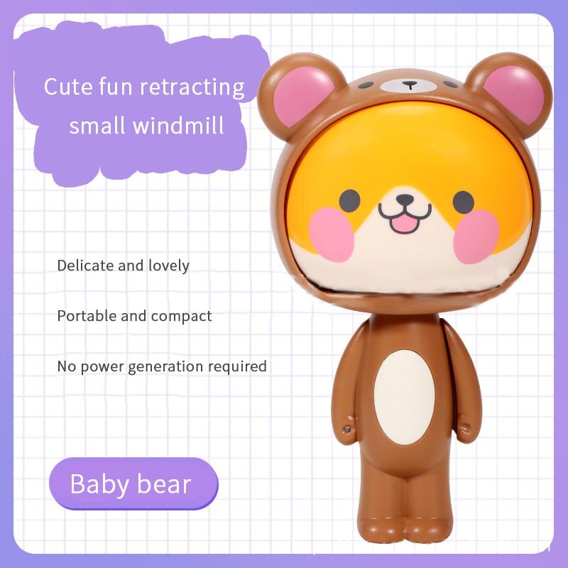 Cute Cartoon Hand Press Foldable Fan