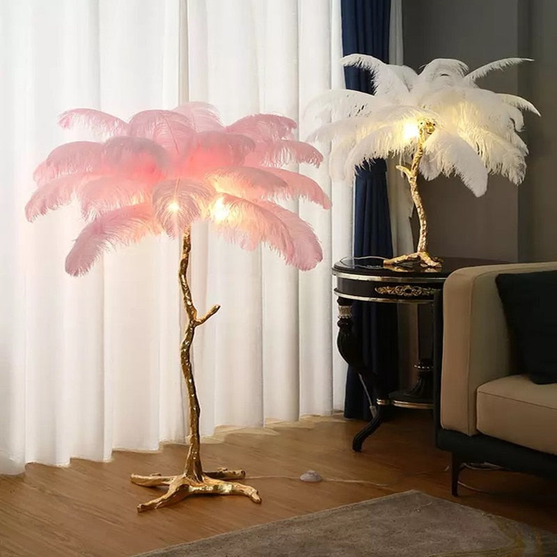 Nordic Glow Luxury Ostrich Feather Chic Floor Lamp