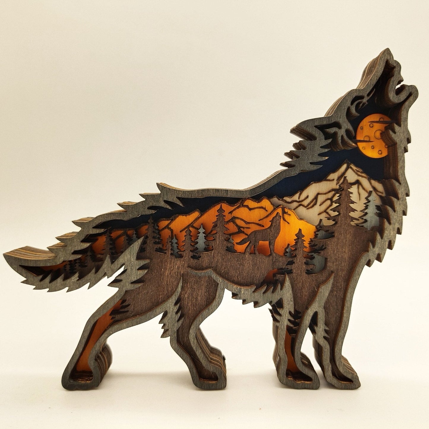 Nightglow Wooden Craft Wolf Decor