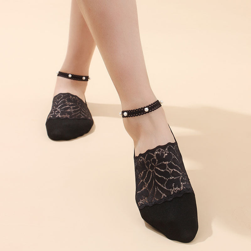 Pearl Lace Anti-slip Comfy Invisible Socks - UTILITY5STORE