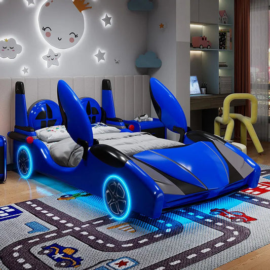 Speed Race Car LED Light Kids Bed