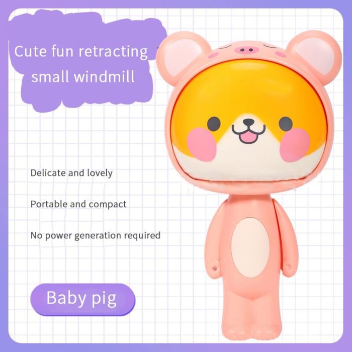 Cute Cartoon Hand Press Foldable Fan