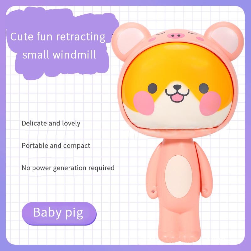 Cute Cartoon Hand Press Foldable Fan