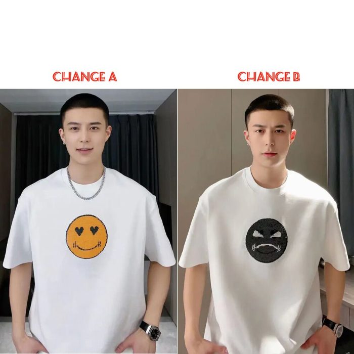Mood Swing Smiley Face Sequin Changing Unisex T-Shirt