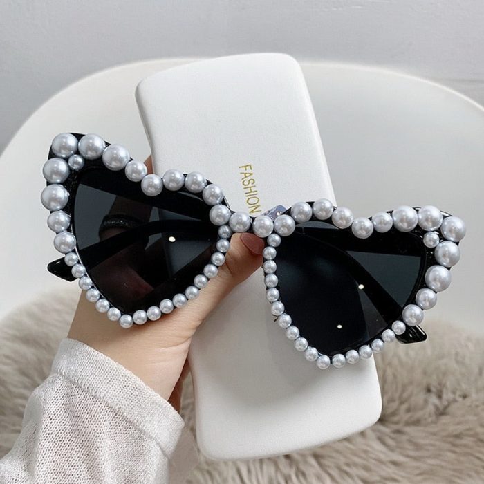 Pearl Heart Retro Cat Eye Sunglasses - UTILITY5STORE