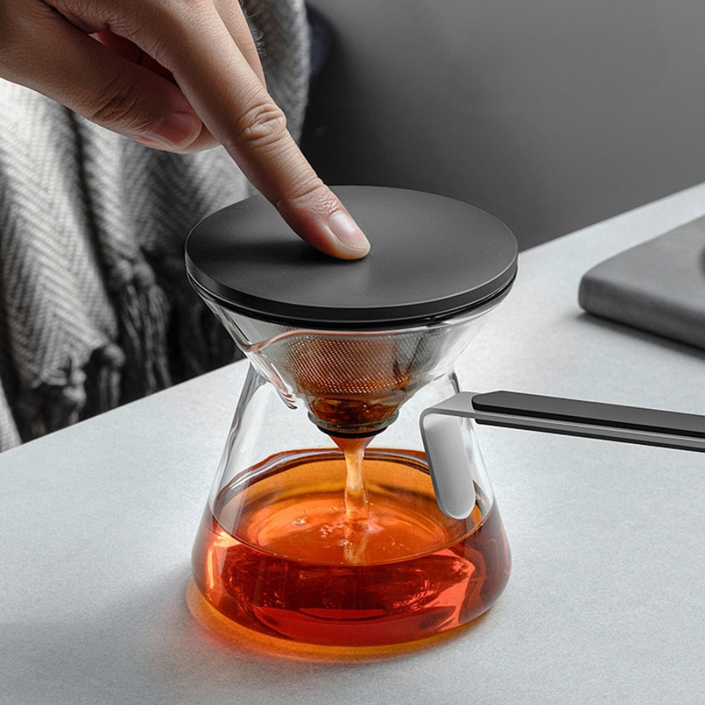 One-Button Brew Magnetic Glass Tea Pot