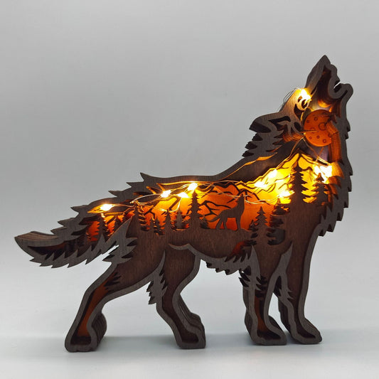 Nightglow Wooden Craft Wolf Decor