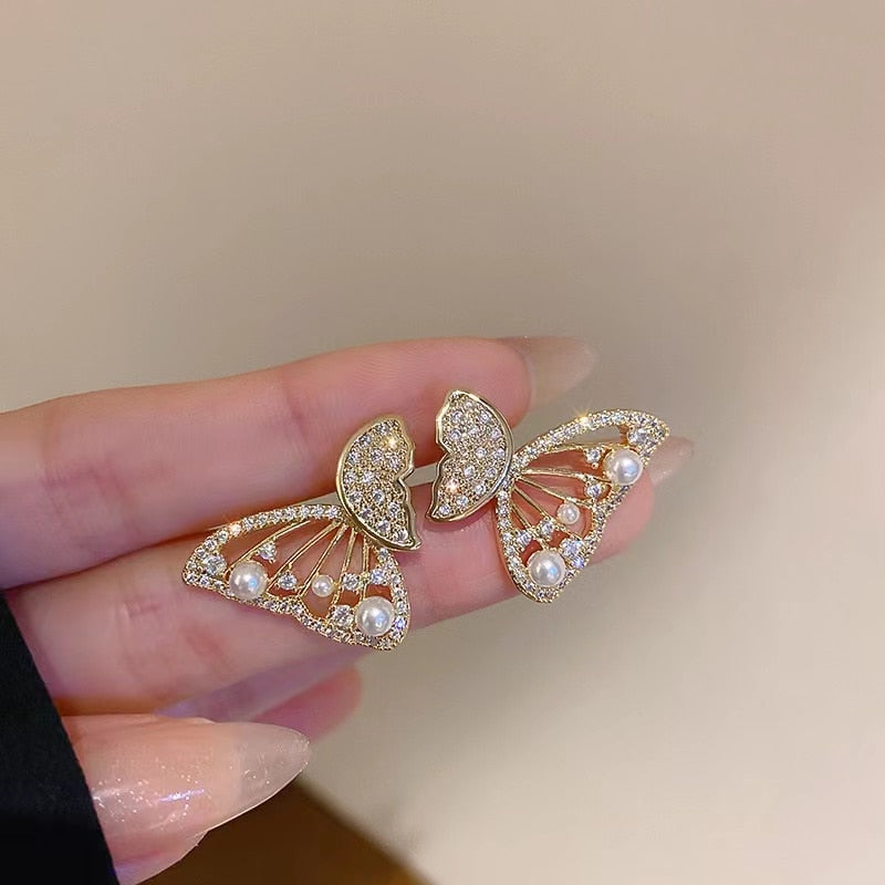 Shiny Zircon Korean Style Butterfly Chic Earrings
