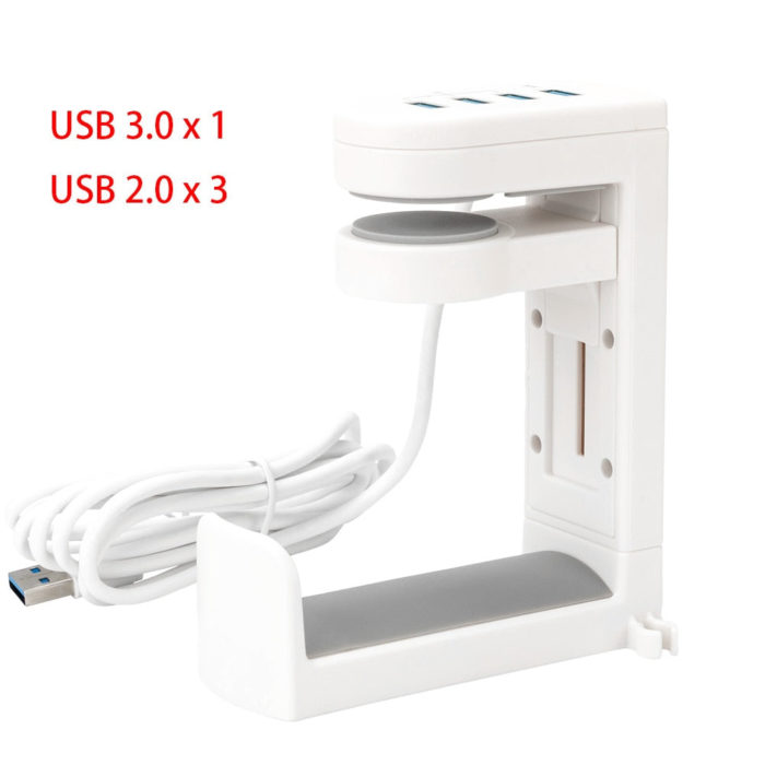 Under Desk USB Ports Headset Holder