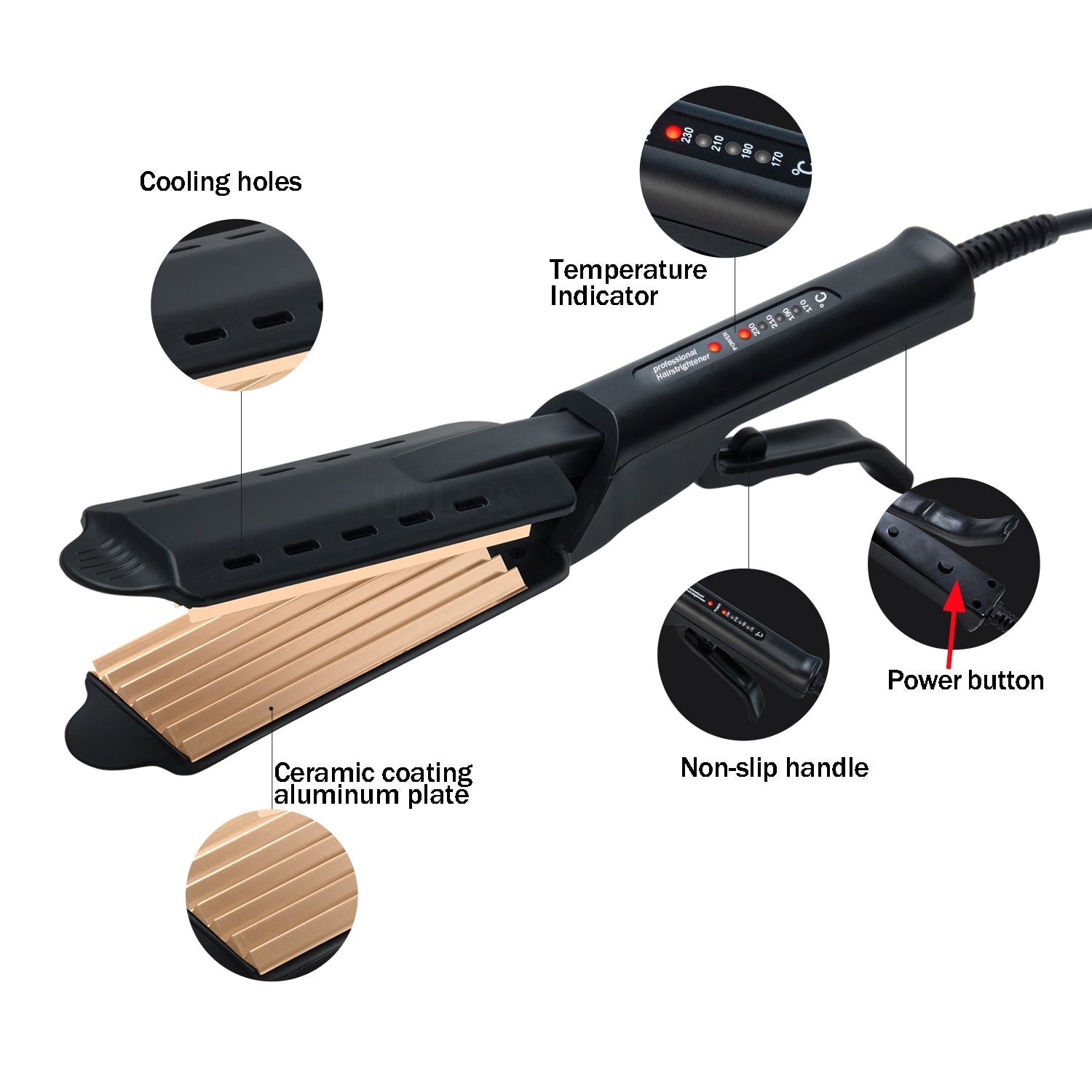 Heat Flex Adjustable Ceramic Iron Hair Styling Straightener