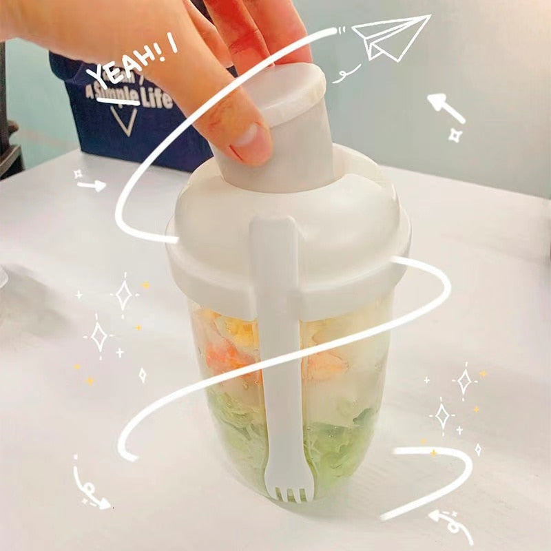 Portable Built-in Fork Mini Salad Cup