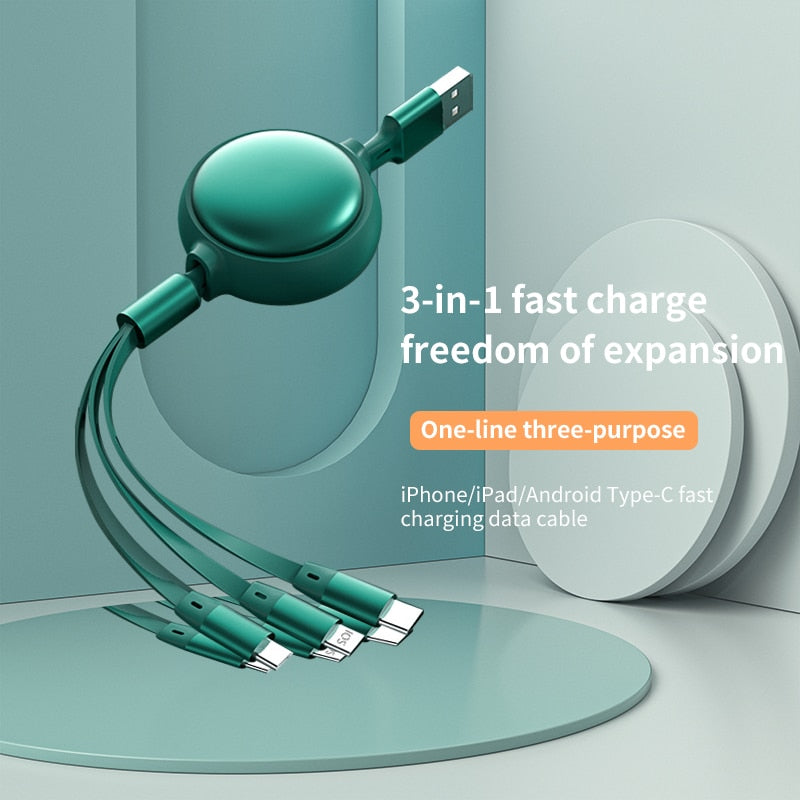 3in1 Retractable Fast Charging Cable - UTILITY5STORE