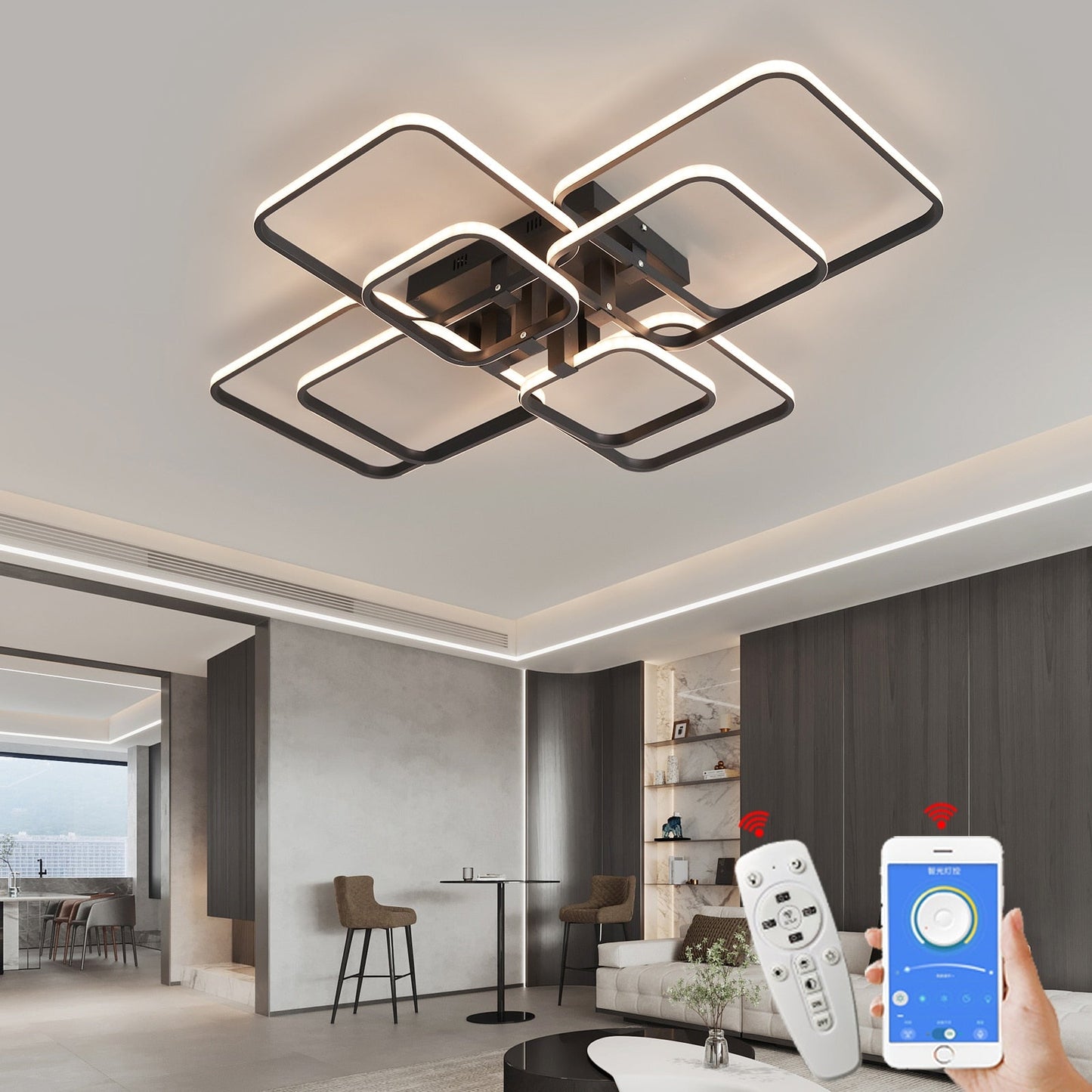 Modern Art Shapes Smart Home LED Chandelier - UTILITY5STORE