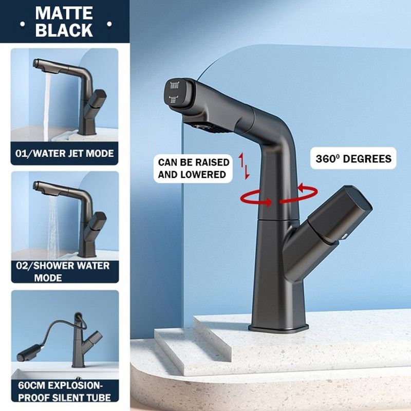 Futuristic Rotating European Pull Out Faucet