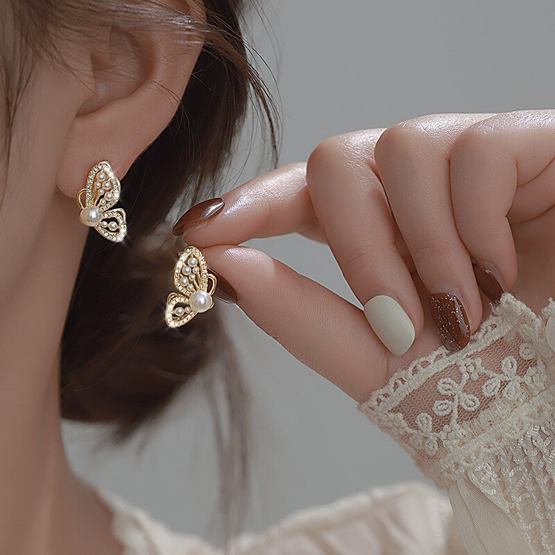 Shiny Zircon Korean Style Butterfly Chic Earrings