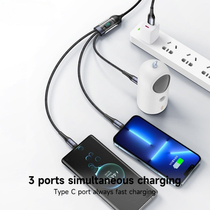 3in1 Digital Display Quick Charging Universal Charging Cable - UTILITY5STORE