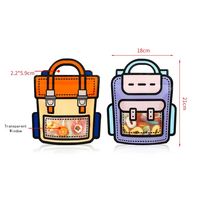 50pcs Creative 2D Cartoon Schoolbag