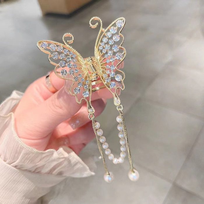 Butterfly Freedom Pearl Tassel Hair Claw