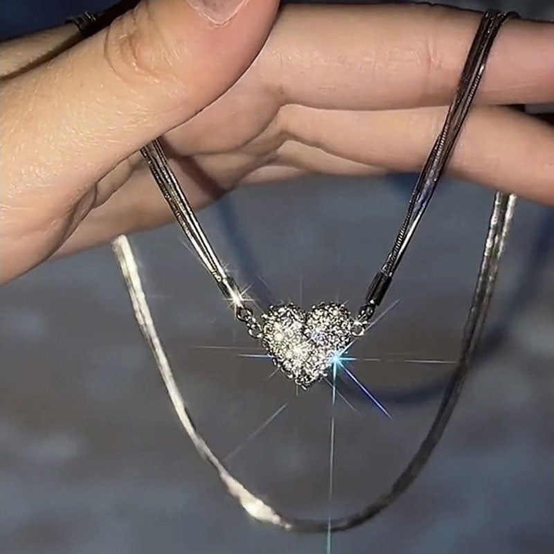 Ice Love Magnetic Zircon Heart Necklace