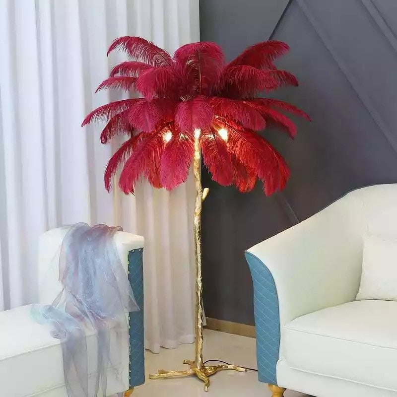 Nordic Glow Luxury Ostrich Feather Chic Floor Lamp
