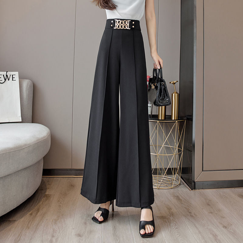Stylish Steel-Infused High-Waisted Women's Trousers