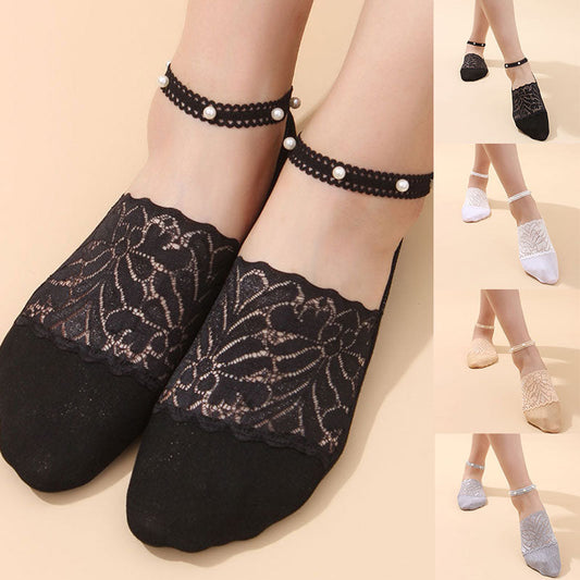 Pearl Lace Anti-slip Comfy Invisible Socks - UTILITY5STORE