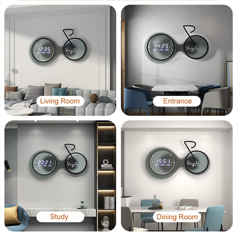 3D Luminous Modern Led Digital Bike Wall Clock - UTILITY5STORE